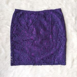 Purple Lace Short Skirt Party Mini / Size 42